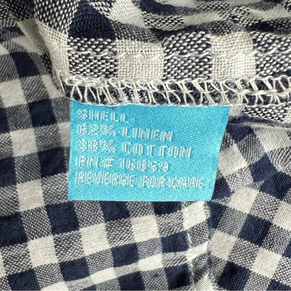 J.MCLAUGHLIN $198 Sadie Gingham Dress Size 6 Navy & White Linen Tie Waist - Picture 13 of 13